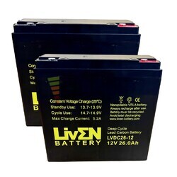 2 Bater�as 12 voltios 26 amperios LVDC26-12 especial movilidad