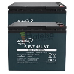 2 Bater�as 12 Voltios 45 Amperios Deep Cycle EVF12-45L