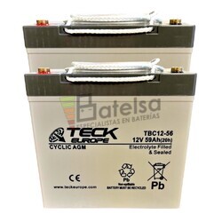 2 Bater�as 12 Voltios 59 Amperios Teck TBC12-56