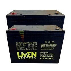 2 Bater�as 12 voltios 76 amperios LVDC76-12 Ciclo Profundo