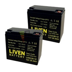 2 Bateras 12V 26Ah LVDC26-12, Potencia duradera para scooters y sillas elctricas