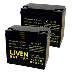 2 Bateras 2LVDC26-12 12V 26Ah Ciclo Profundo, Energa estable para sillas de ruedas elctricas