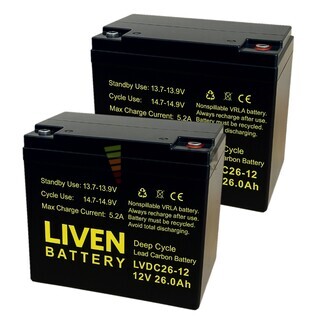 2 Bateras 2LVDC26-12 12V 26Ah Ciclo Profundo, Energa estable para sillas de ruedas elctricas