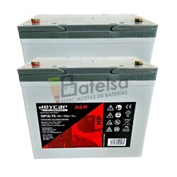 2 Bater�as AGM 12 Voltios 75 Amperios HP12-75