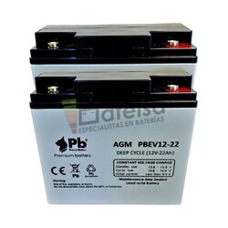 2 Bater�as AGM Ciclo Profundo 12 Voltios 22 Amperios PBEV12-22