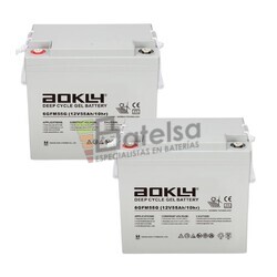2 Bateras Aokly 6GFM55G de Gel 12 Voltios 55 Amperios Sillas Movilidad