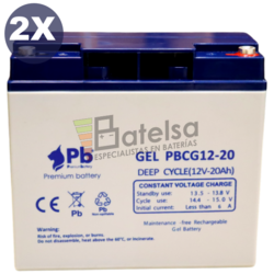 2 Bateras Gel 12 Voltios 20 Amperios PBCG12-20