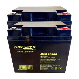 2 bateras Gel 12 Voltios 50 Amperios Deep Cycle Energivm MVG12500