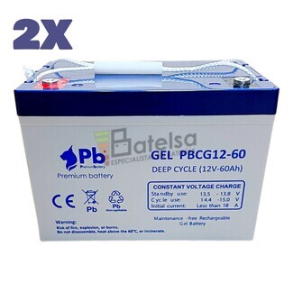 2 Bateras Gel 12 Voltios 60 Amperios PBCG12-60