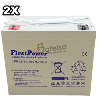 2 Bateras Gel 12 Voltios 75 Amperios LFP1275G FirtsPower