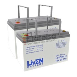 2 Bater�as Gel 12 Voltios 90 Amperios LEVG90-12