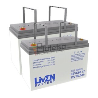 2 Bateras Gel 12 Voltios 90 Amperios LEVG90-12