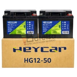 2 Bater�as Gel para Sillas Movilidad 12 Voltios 50 Amperios HG12-50