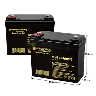2 bater�as Gel SIlla Movilidad 12 voltios 36 amperios Energivm MVG12360M6