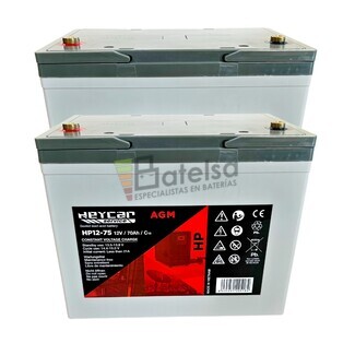 2 Bateras para transpaleta 12 Voltios 75 Amperios HP12-75