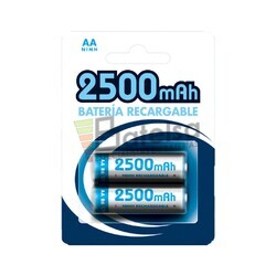 2 Bateras recargables 2500mAh AA Ni-Mh
