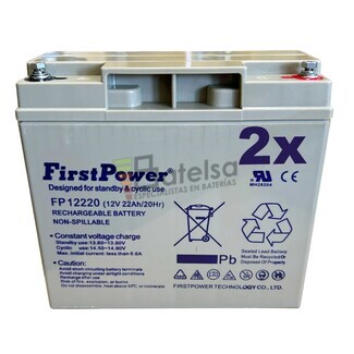 2 Bateras Scooter Movilidad 12 Voltios 22 Amperios FP12220 FirstPower