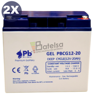 2 Bateras Silla Movilidad Gel 12 Voltios 20 Amperios PBCG12-20