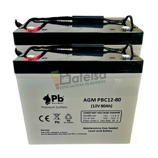 2 Bateras Transpaleta 12 Voltios 80 Amperios PBC12-80