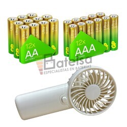 24 Pilas Alcalinas GP Ultra G-Tech, obsequio Ventilador