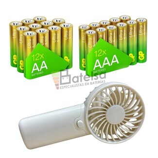 24 Pilas Alcalinas GP Ultra G-Tech, obsequio Ventilador
