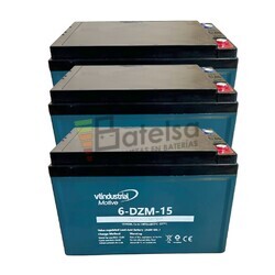 3 bater�as movilidad 12 Voltios 15 Amperios Ciclo Profundo 6-DZM15-VT 36V-15A