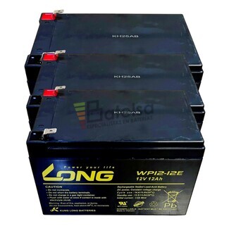 3 bateras Patinete Roan 500W 12 voltios 12 amperios Long WP12-12