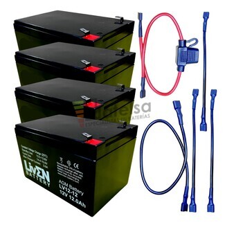 4 Bateras 12 Voltios 12 Amperios LV12-12 con cables de conexin