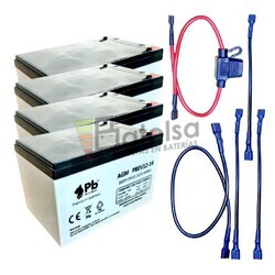 4 Bater�as 12 Voltios 14 Amperios PBEV12-14 con cables de conexi�n
