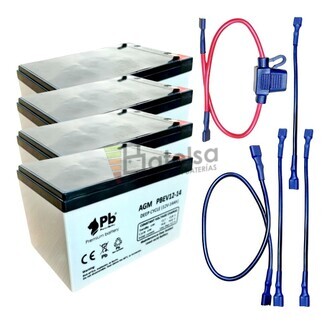 4 Bateras 12 Voltios 14 Amperios PBEV12-14 con cables de conexin