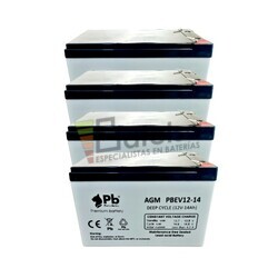 4 Bater�as AGM Ciclo Profundo 12 Voltios 14 Amperios PBEV12-14