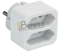 Adaptador de red 1 macho Schuko a 2 hembras Europa