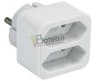 Adaptador de red 1 macho Schuko a 2 hembras Europa