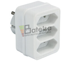 Adaptador de red 1 macho Schuko a 3 hembras Europa