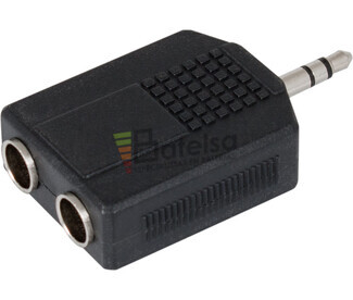 Adaptador jack macho 3.5mm a 2 hembras 6.3mm estreo