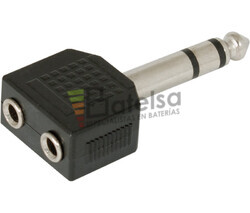 Adaptador jack macho 6.3mm a 2 hembras 3.5mm estreo