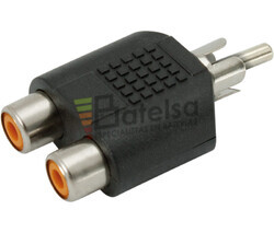 Adaptador RCA macho a 2 hembras RCA