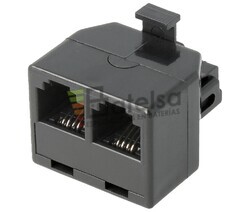 Adaptador RJ11 macho a 2 hembras, negro