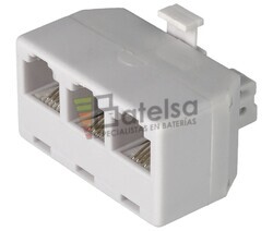 Adaptador RJ11 macho a 3 hembras, blanco