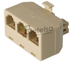 Adaptador RJ11 macho a 3 RJ11 hembras, beige