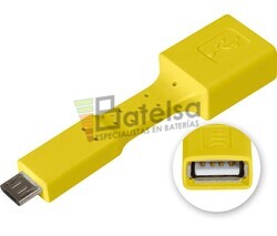 Adaptador USB-A hembra a micro USB macho, OTG mviles amarillo