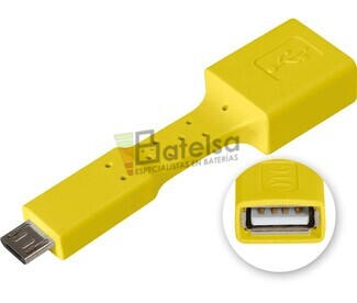 Adaptador USB-A hembra a micro USB macho, OTG mviles amarillo