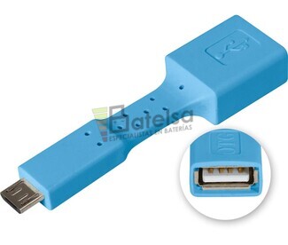 Adaptador USB-A hembra a micro USB macho, OTG mviles azul