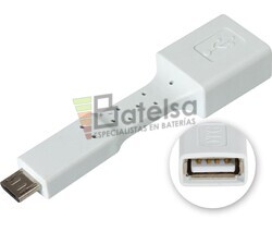 Adaptador USB-A hembra a micro USB macho, OTG mviles blanco