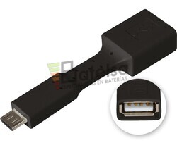 Adaptador USB-A hembra a micro USB macho, OTG mviles negro