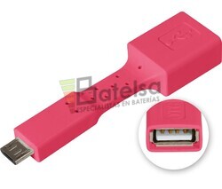 Adaptador USB-A hembra a micro USB macho, OTG mviles rojo