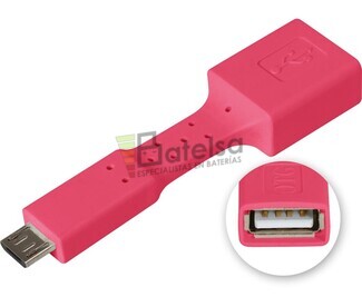 Adaptador USB-A hembra a micro USB macho, OTG mviles rojo