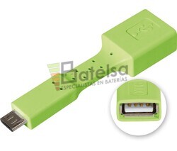 Adaptador USB-A hembra a micro USB macho, OTG mviles verde