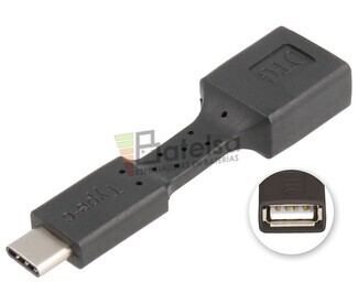 Adaptador USB-A hembra a USB-C macho, OTG mviles negro