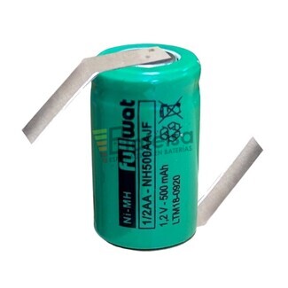 Batera 1,2 voltios 500 mAh Ni-Mh 1-2 AA lengetas en Z NH500AAJF